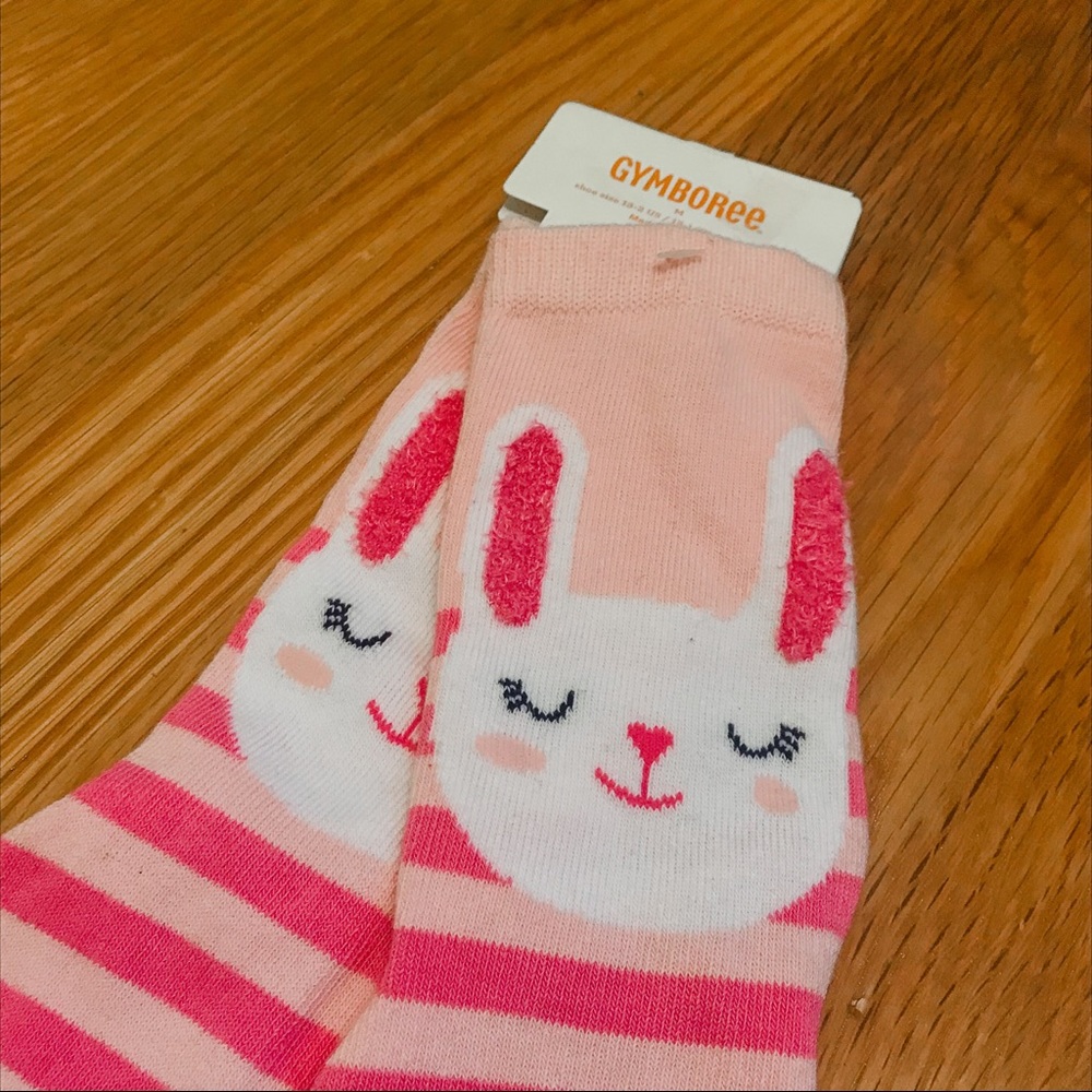 NWT Gymboree Pink Striped Bunny/Rabbit Socks